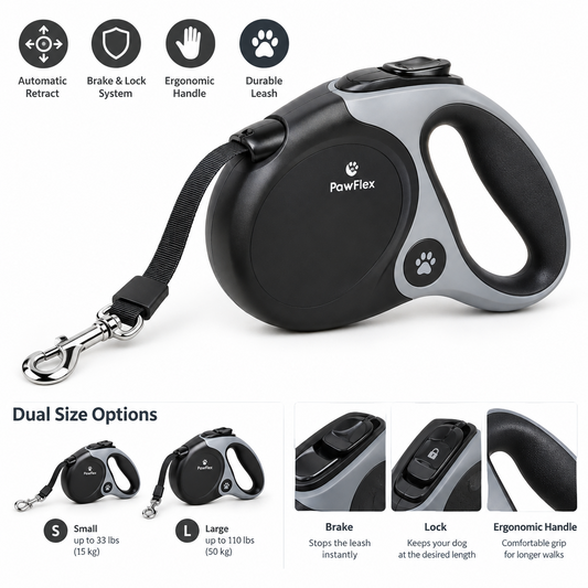 Automatic Retractable Dog Leash - Dual Size Options with Brake & Lock Safety System