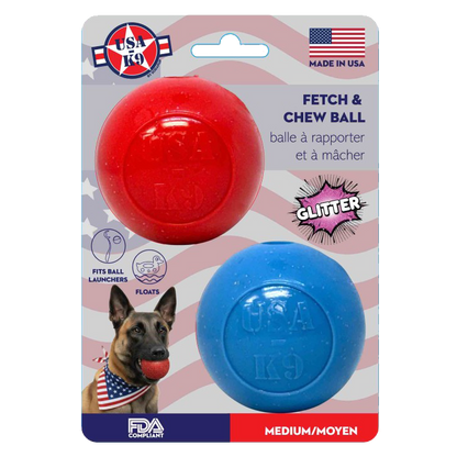 Glitter Ball 2-Pack Dog Toy | Soft Rubber Floating Fetch Ball with Treat Dispenser | USA Made
